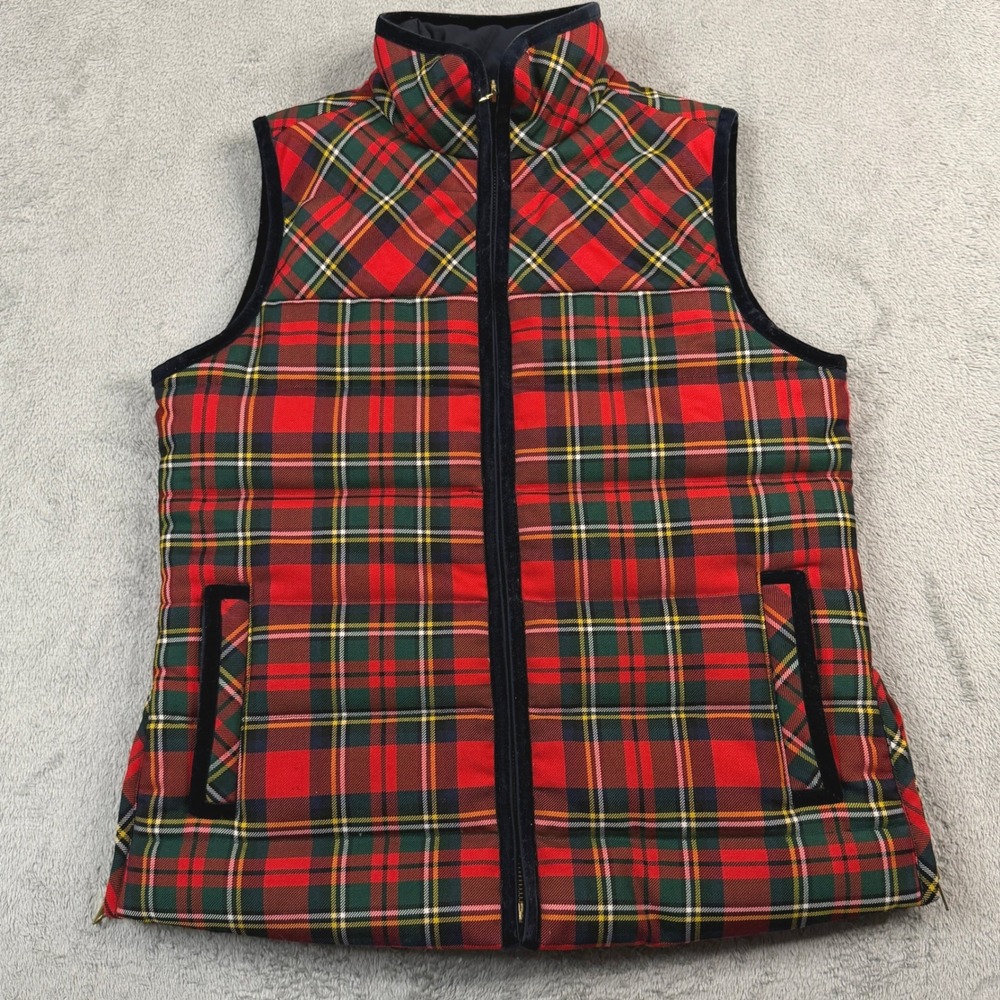 J. Crew Factory Red Tartan Quilted Vest